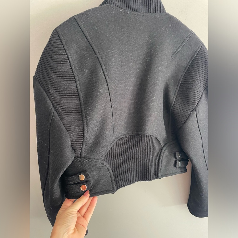 ZARA Italian Wool oversized Crop Biker jacket - Picture 10 of 15